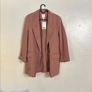 H&M Pink Blazer Relaxed Fit Suit Jacket